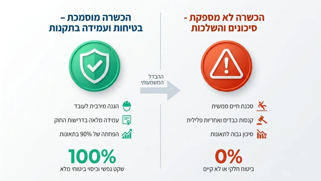 עובד חותם על אישור עבודה בגובה