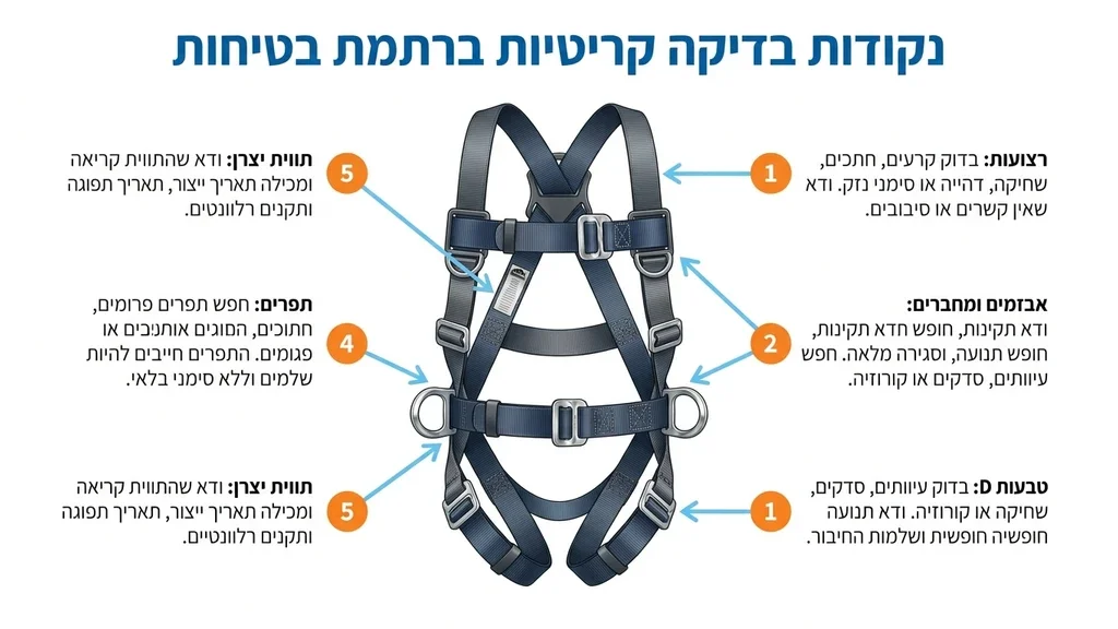 מדריך בטיחות מדגים שימוש נכון בציוד מגן אישי לעבודה בגובה